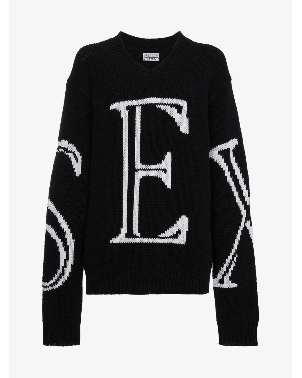 Blacken Daggry scrapbog Ashley Williams Sex Intarsia Oversized Wool Sweater in Black | Lyst