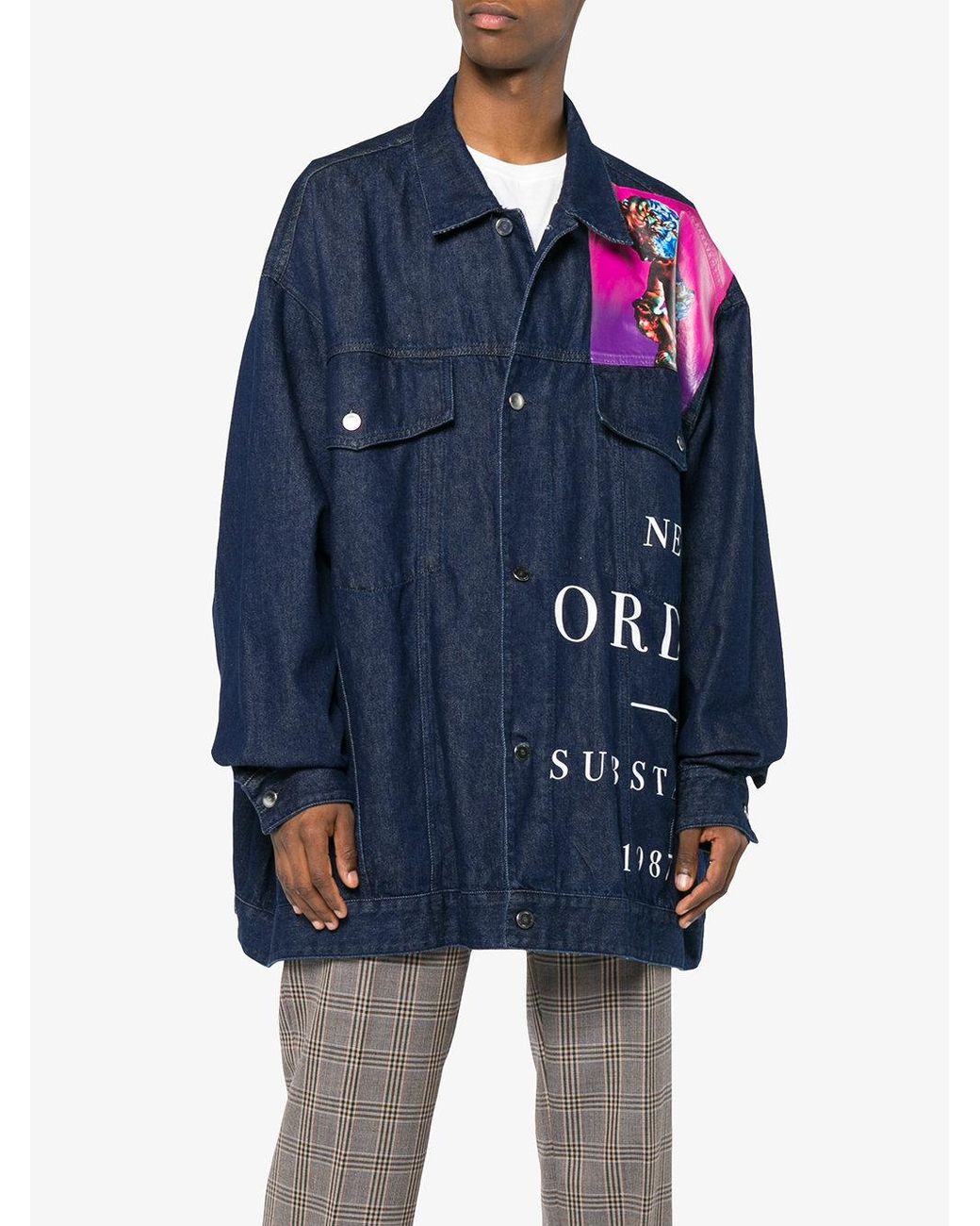 Raf Simons X New Order Printed Denim Jacket in Blue for Men
