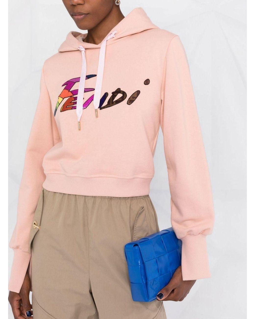 Fendi Cotton Pink Logo Embellished 