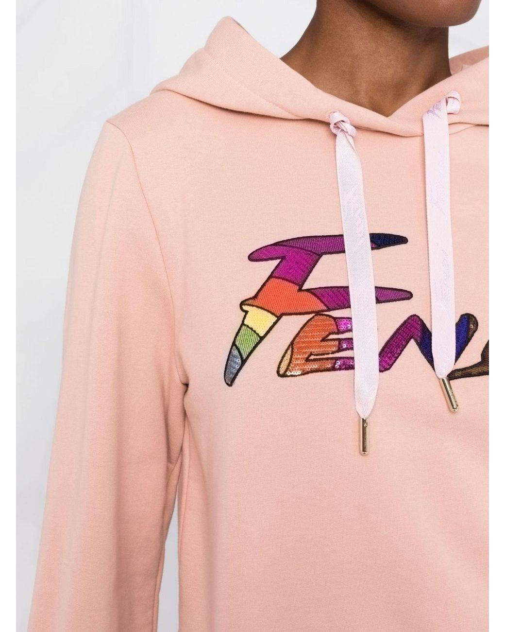 Fendi Cotton Pink Logo Embellished 