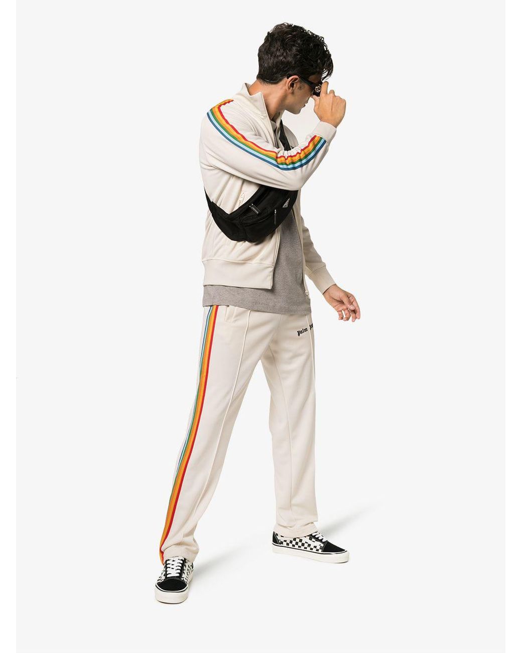 Palm Angels Rainbow Stripe Tracksuit Jacket in White for Men | Lyst