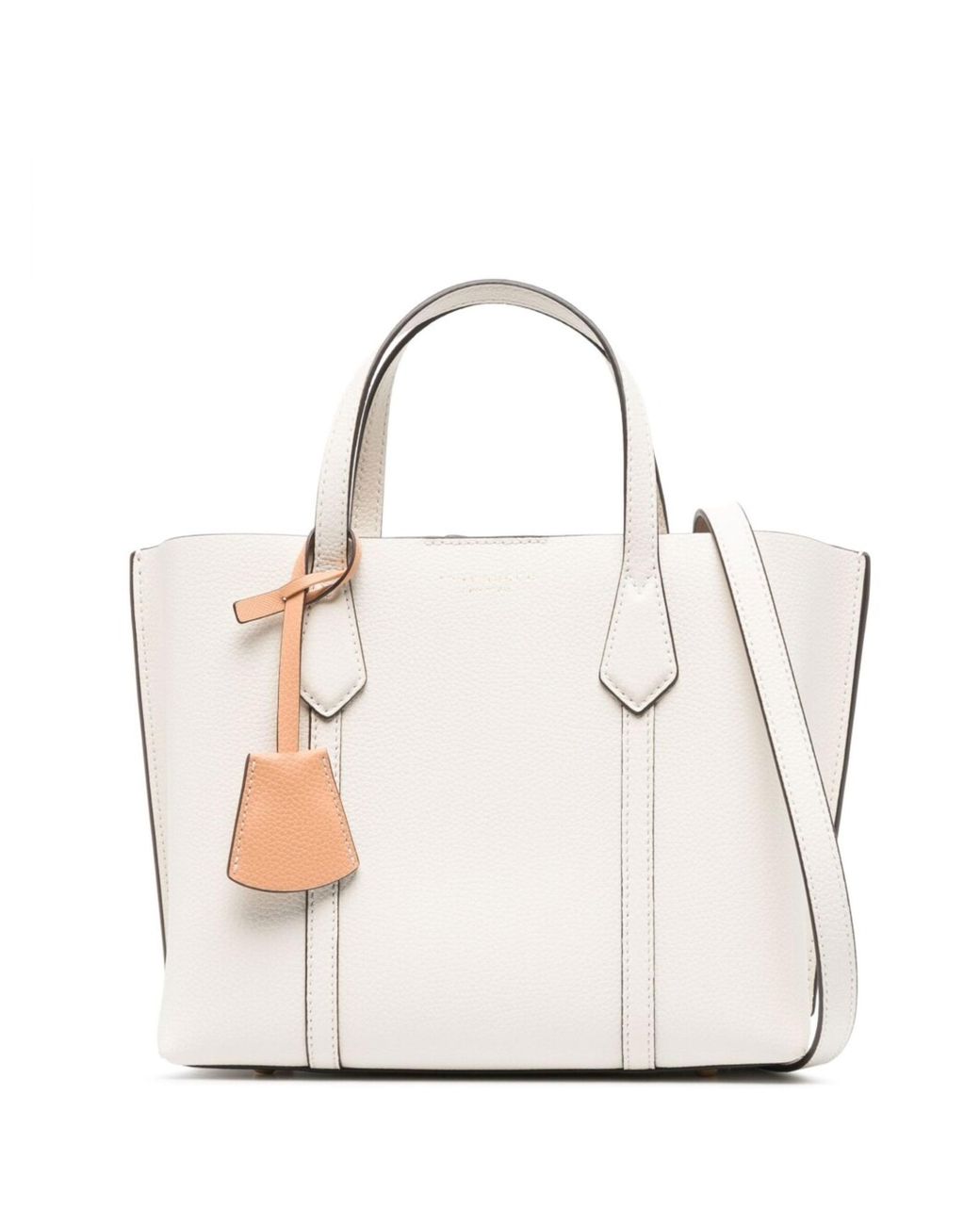 Tory Burch Perry Small Leather Tote in White | Lyst UK