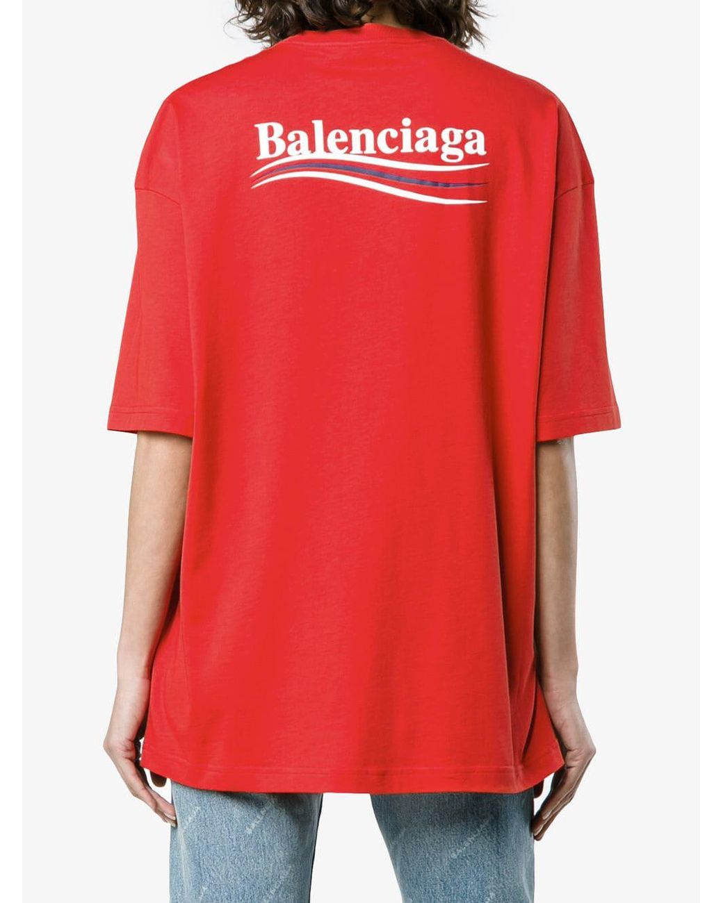 Balenciaga Logo Print T-shirt in Red | Lyst