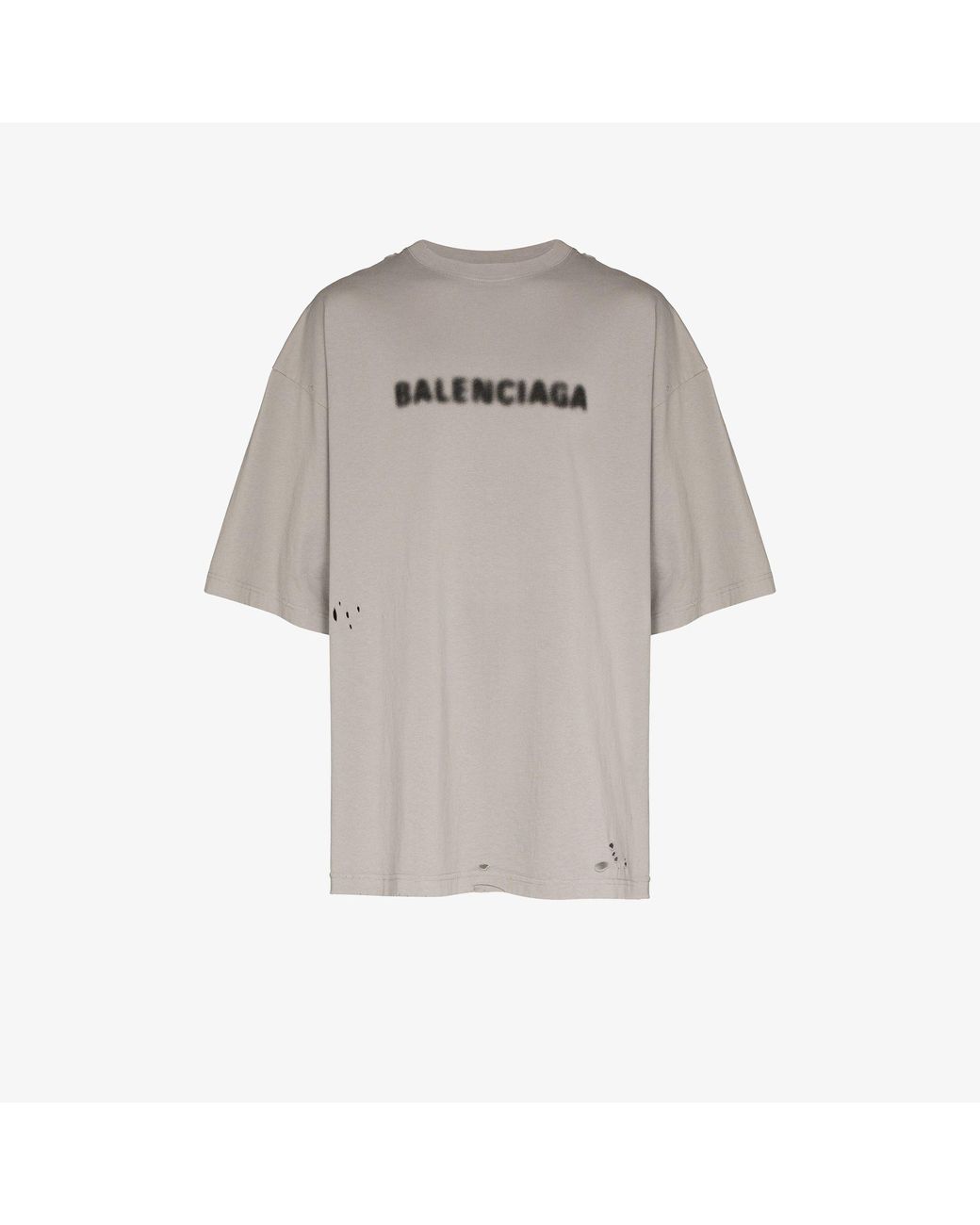 Balenciaga Blurred Logo Distressed T-shirt in Gray for Men | Lyst