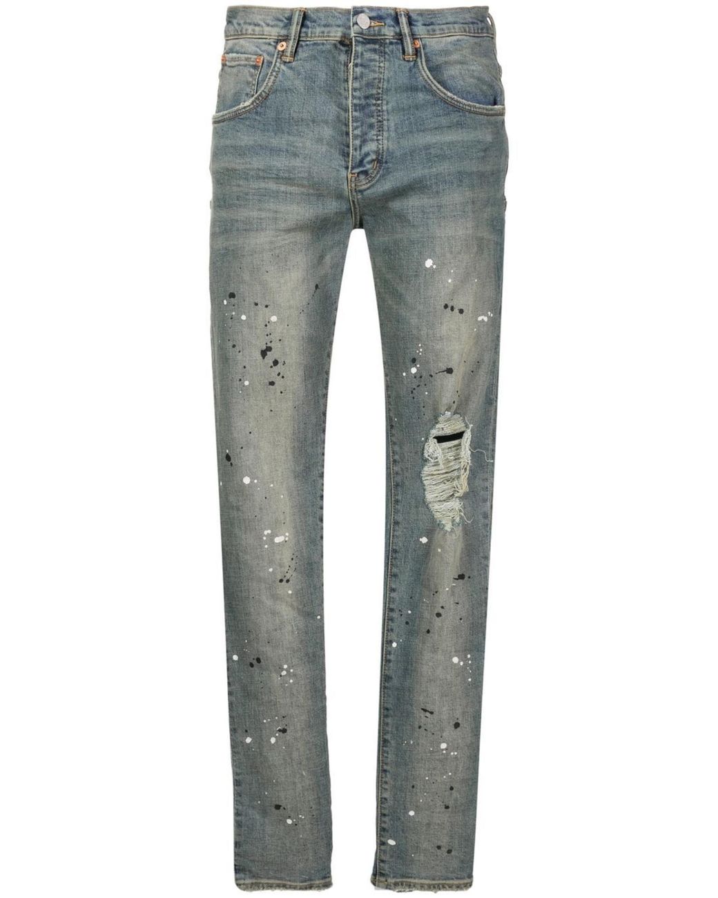 Purple Brand Paint Splatter Distressed Jeans in Blue for Men Lyst