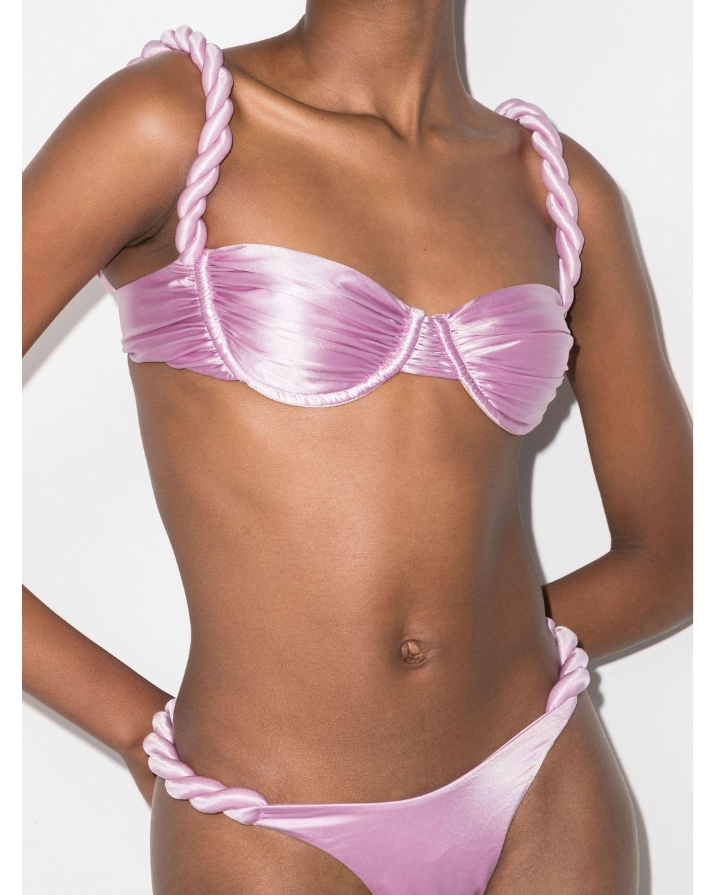 Isa Boulder Rope Strap Bikini Top in Pink