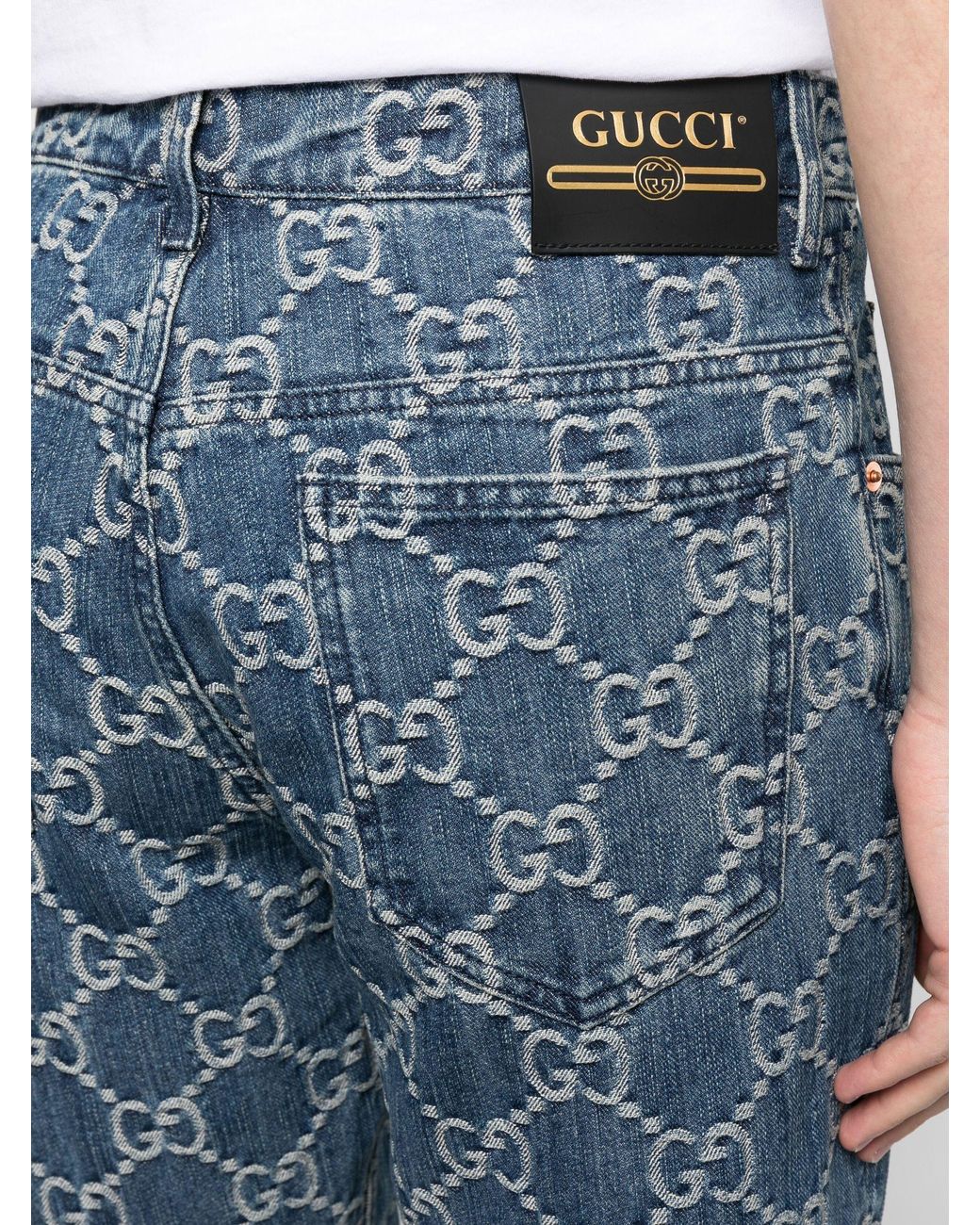 Gucci Men's GG-jacquard Straight-Leg Jeans