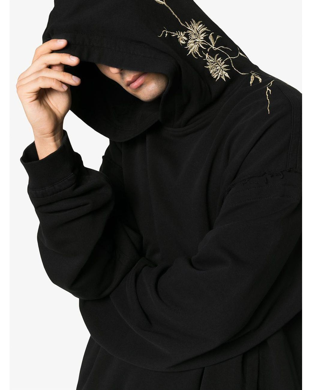 Haider Ackermann Floral Embroidered Cotton Hoodie in Black for Men | Lyst  Australia