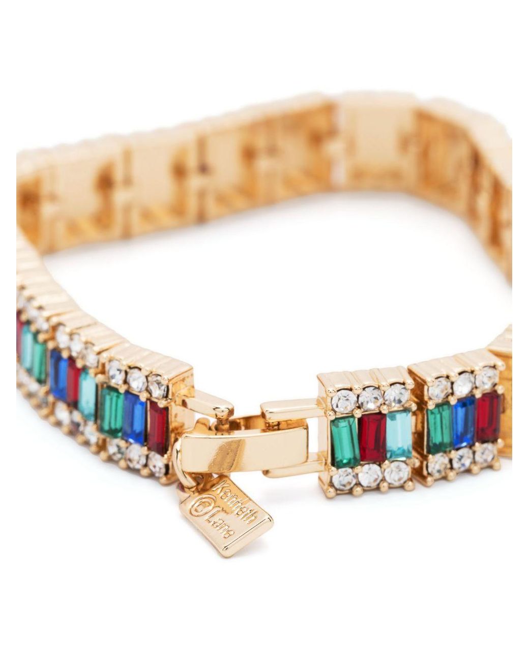 Kenneth Jay Lane Tone Crystal Trim Baguette Bracelet in White Lyst UK
