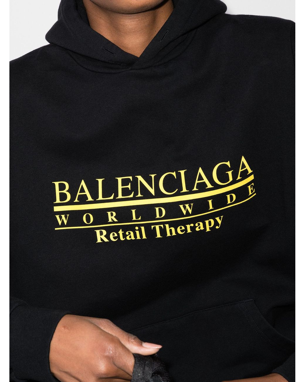 Balenciaga Retail Therapy Logo Cotton Hoodie in Black | Lyst