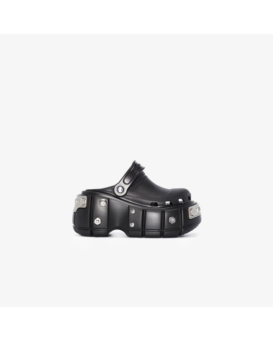Balenciaga Rubber X Crocs Hardcrocs Black 110 Chunky Slides for Men | Lyst