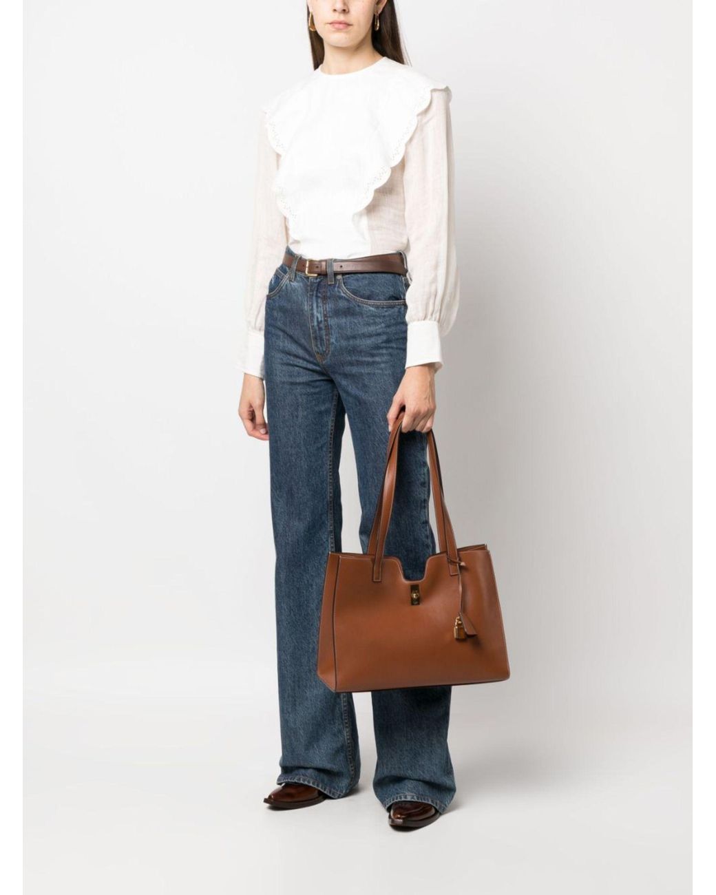 Celine cabas leather tote deals
