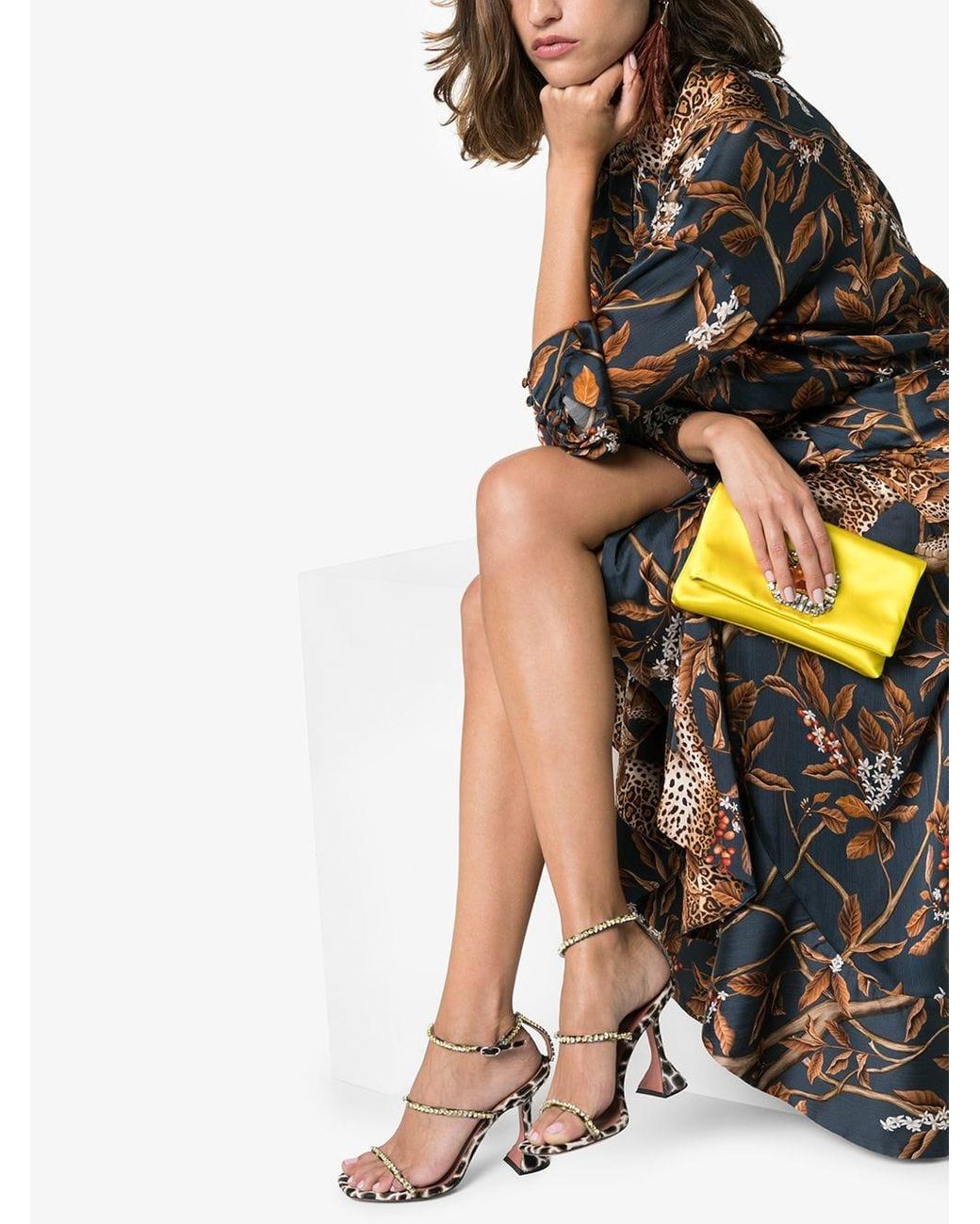AMINA MUADDI X Browns Gilda Leopard Print 95 Sandals | Lyst Australia