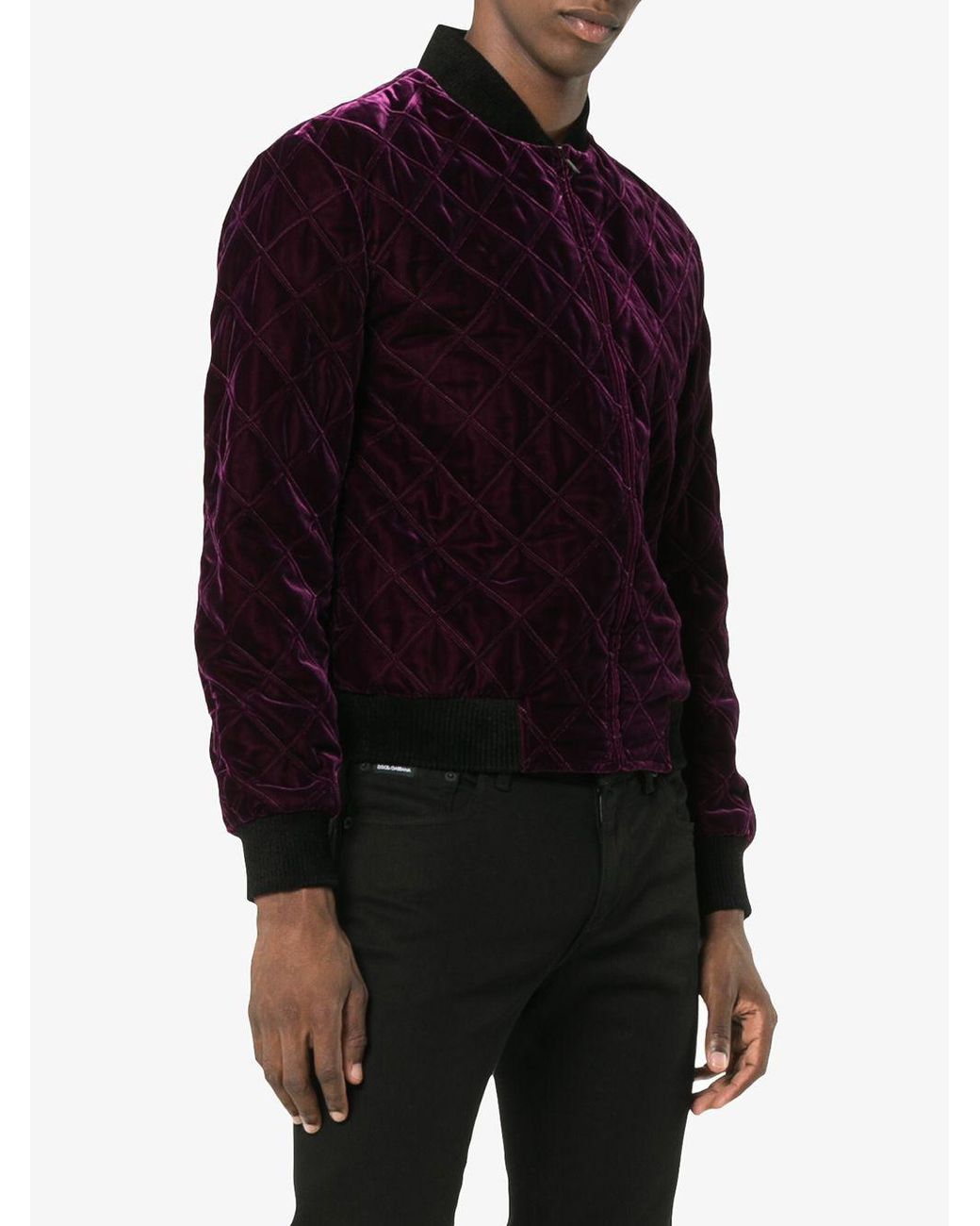 Purple velvet bomber jacket sale