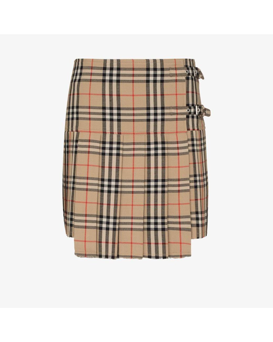 Burberry Wool Zoe Vintage Check Mini Skirt in Brown - Lyst