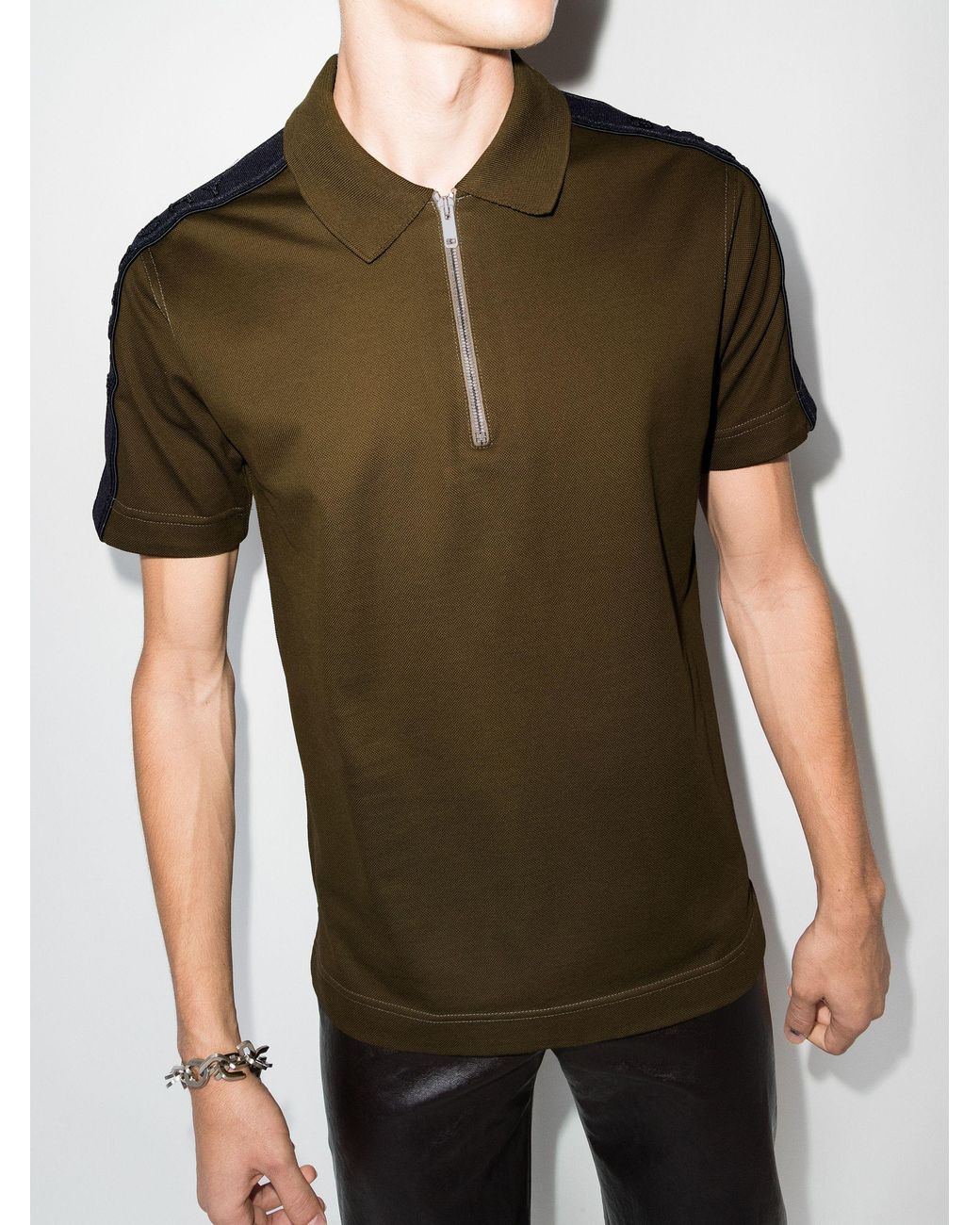 Givenchy Zip-up Cotton Polo Shirt in Green for Men | Lyst
