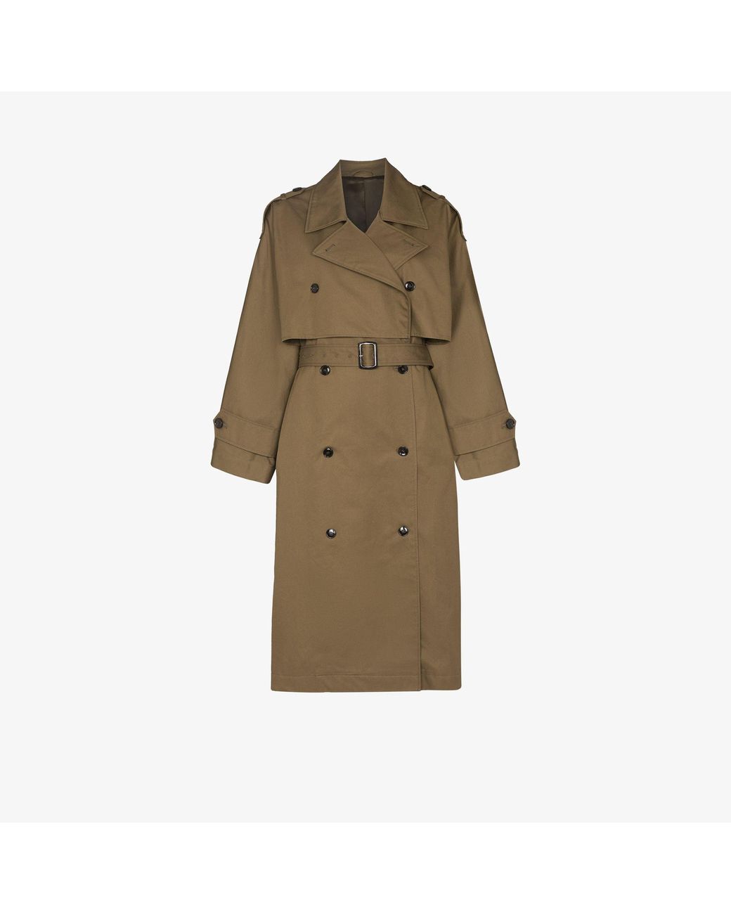 Totême Brown Double-breasted Trench Coat in Green | Lyst