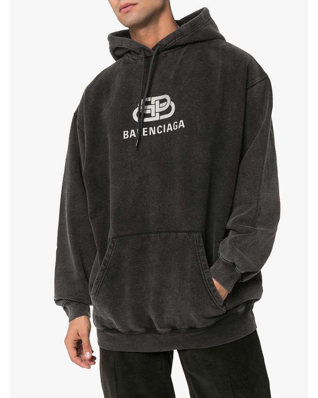 Balenciaga Bb Logo Hoodie in Gray for Men | Lyst
