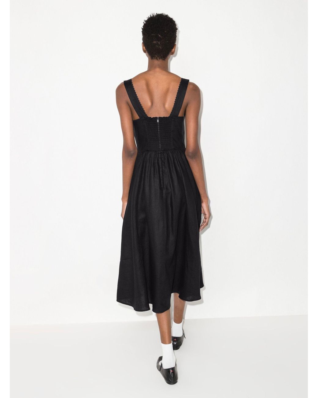 Reformation Tagliatelle Linen Midi Dress - Women's - Linen/flax in Black |  Lyst
