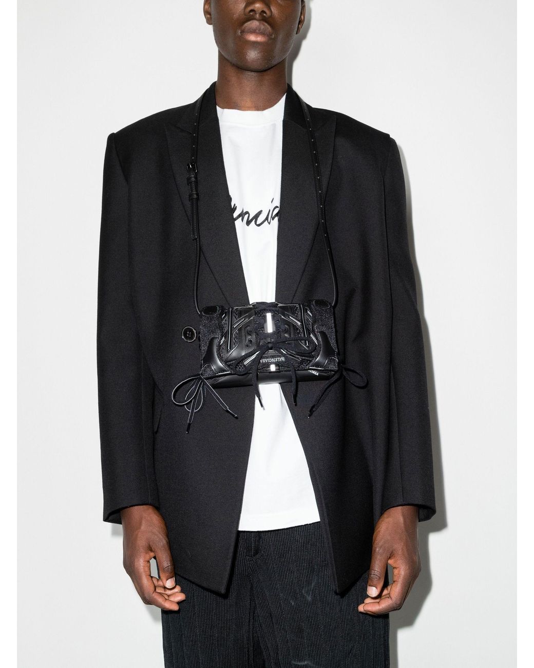 Balenciaga Black Sneakerhead Leather Shoulder Bag in White