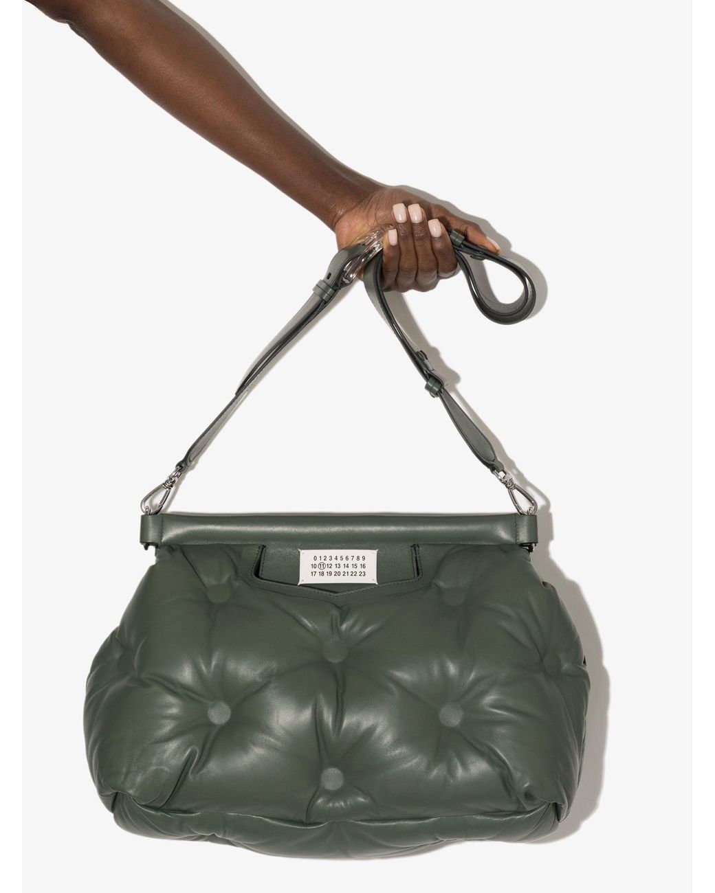 Maison Margiela Green Glam Slam Medium Leather Shoulder Bag 