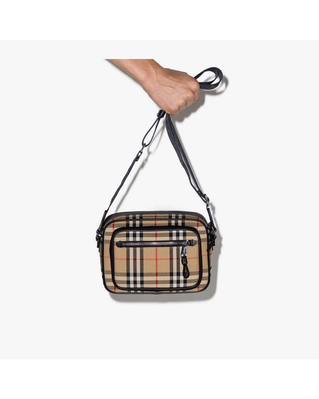 Burberry Beige Paddy Check Cross Body Bag in Brown for Men | Lyst UK