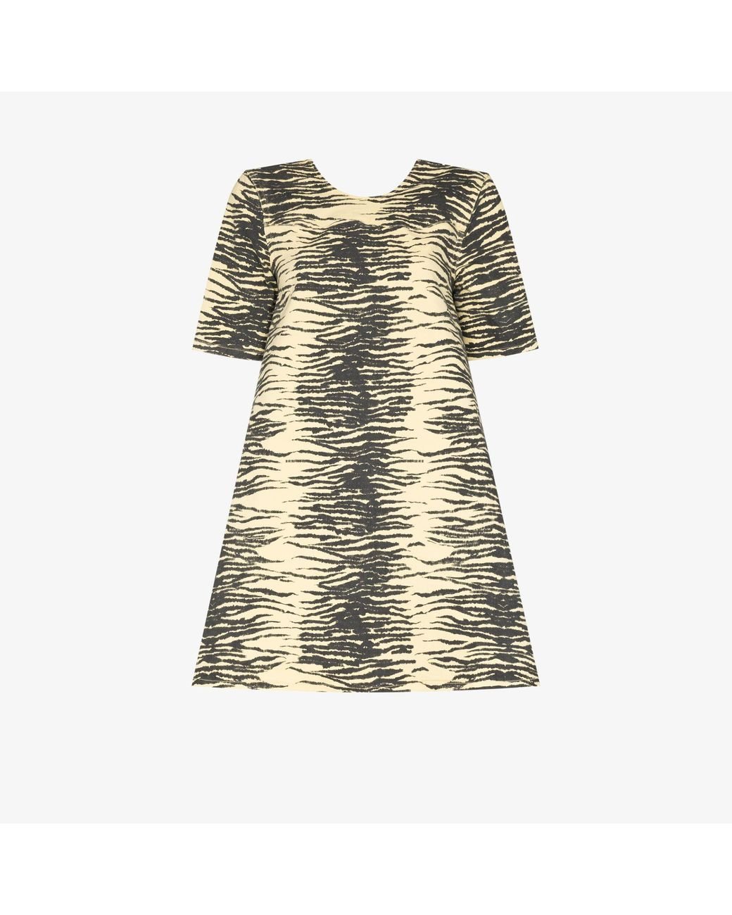 Ganni Yellow Tiger Print Dress | Lyst