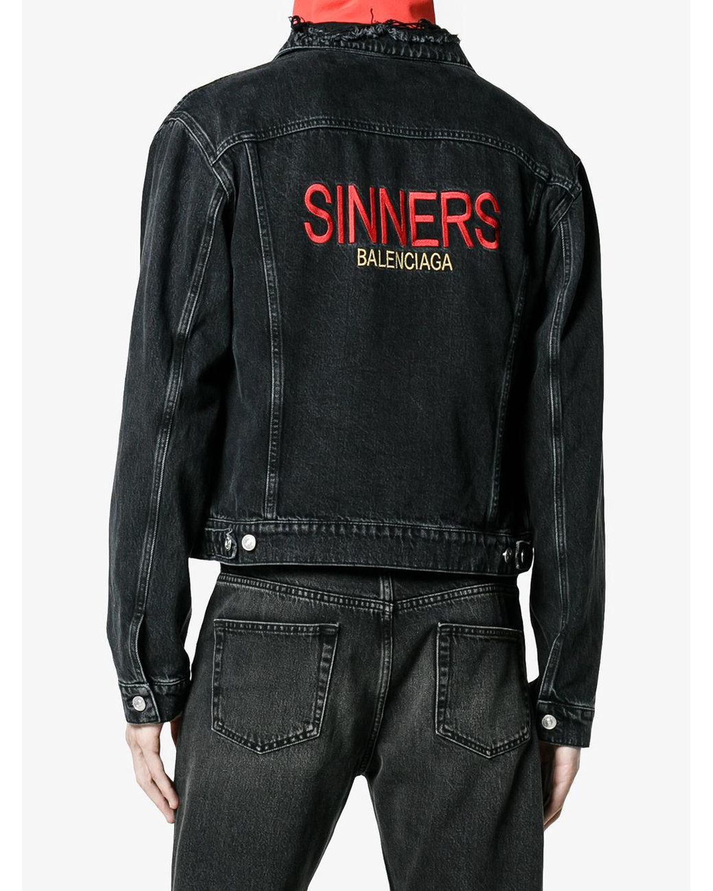 Balenciaga Sinners Denim Jacket Black Men |