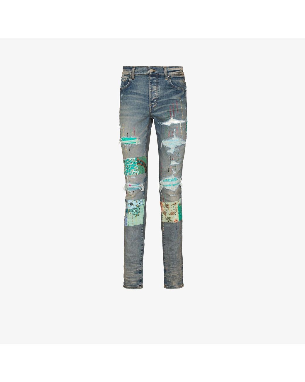 Amiri Quilted Artpatch Skinny Jeans in Blue for Men | Lyst