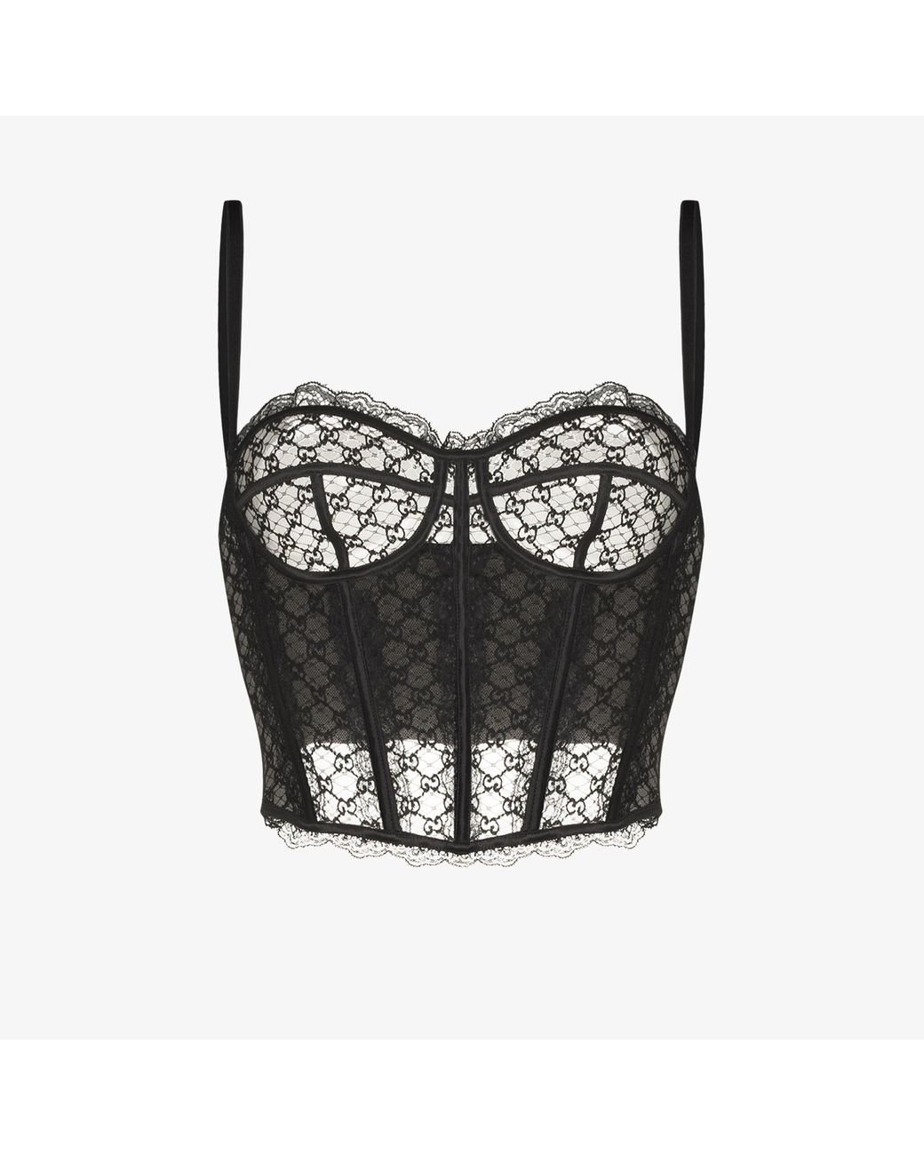 Gucci Cropped Lace Corset in Black | Lyst