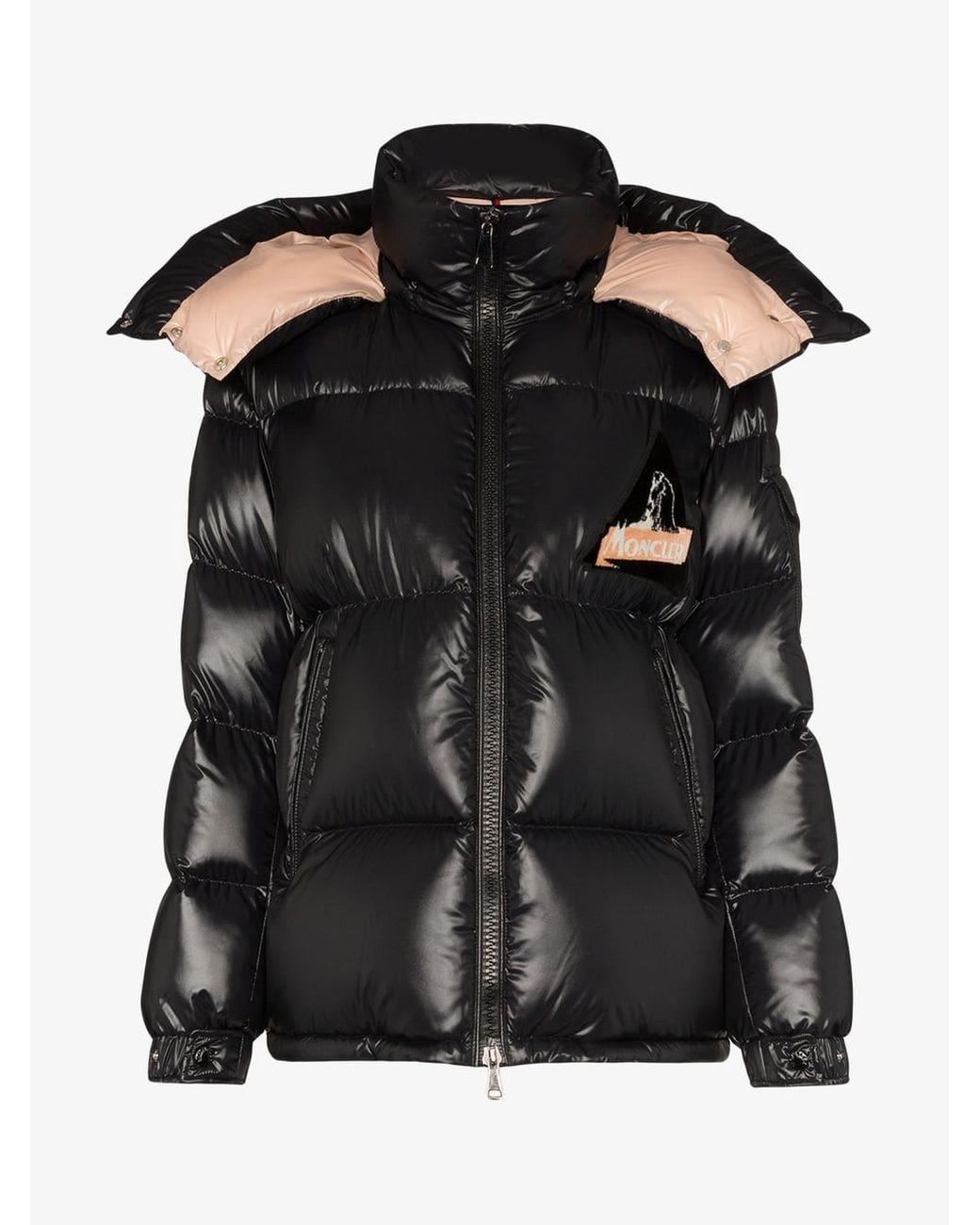 Moncler Logo Patch Puffer Jacket in Black | Lyst