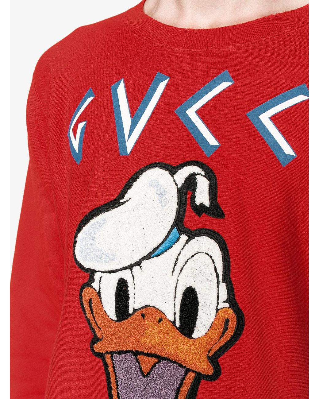 Gucci Donald Duck Applique Sweatshirt in Red for Men | Lyst