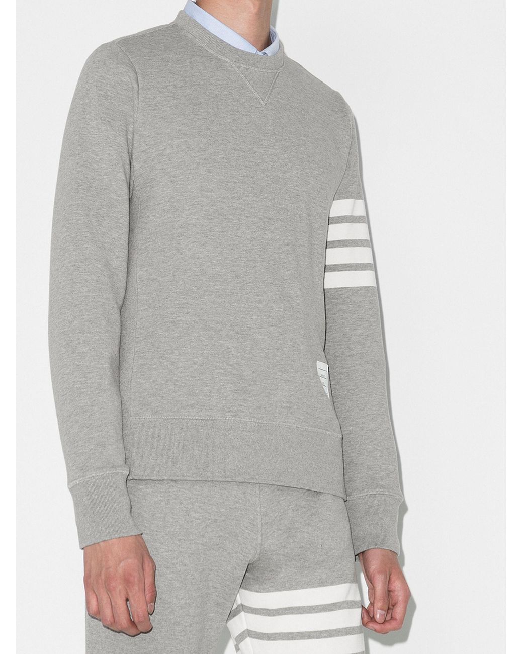Thom Browne Cotton Grey Classic Sweatshirt With Engineered 4 