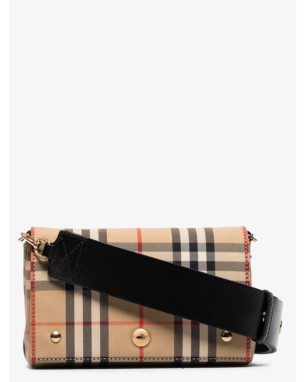 Burberry Canvas Check Hackberry Crossbody Bag Soft Fawn