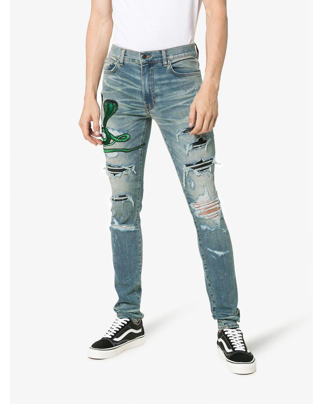 Amiri Denim Snake Patch Embroidered 