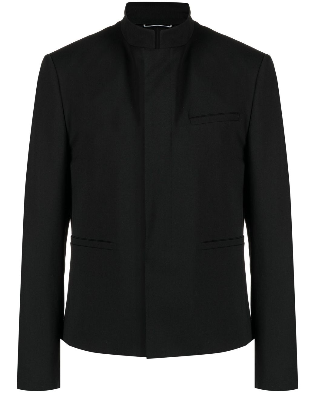 Dior Officer Bandcollar Jacket Men's Virgin Wool/cupro in Black