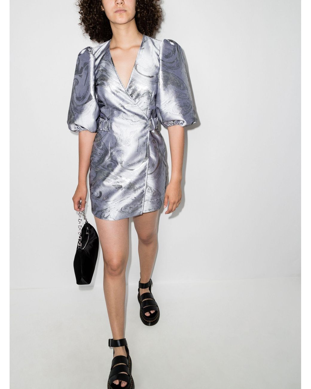 Ganni silvery wrap dress fashion