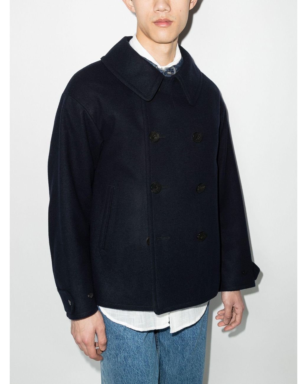 Visvim Pollack Double-breasted Peacoat - Men's - Wool/linen/flax