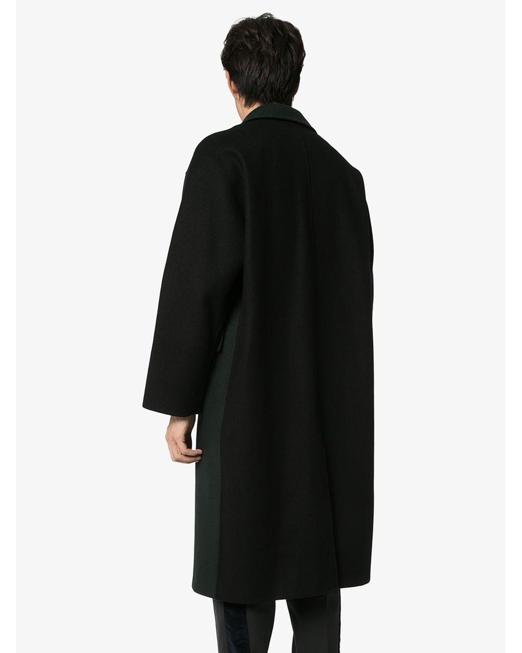 Maison Kitsuné Belted Wrap Coat in Black for Men | Lyst
