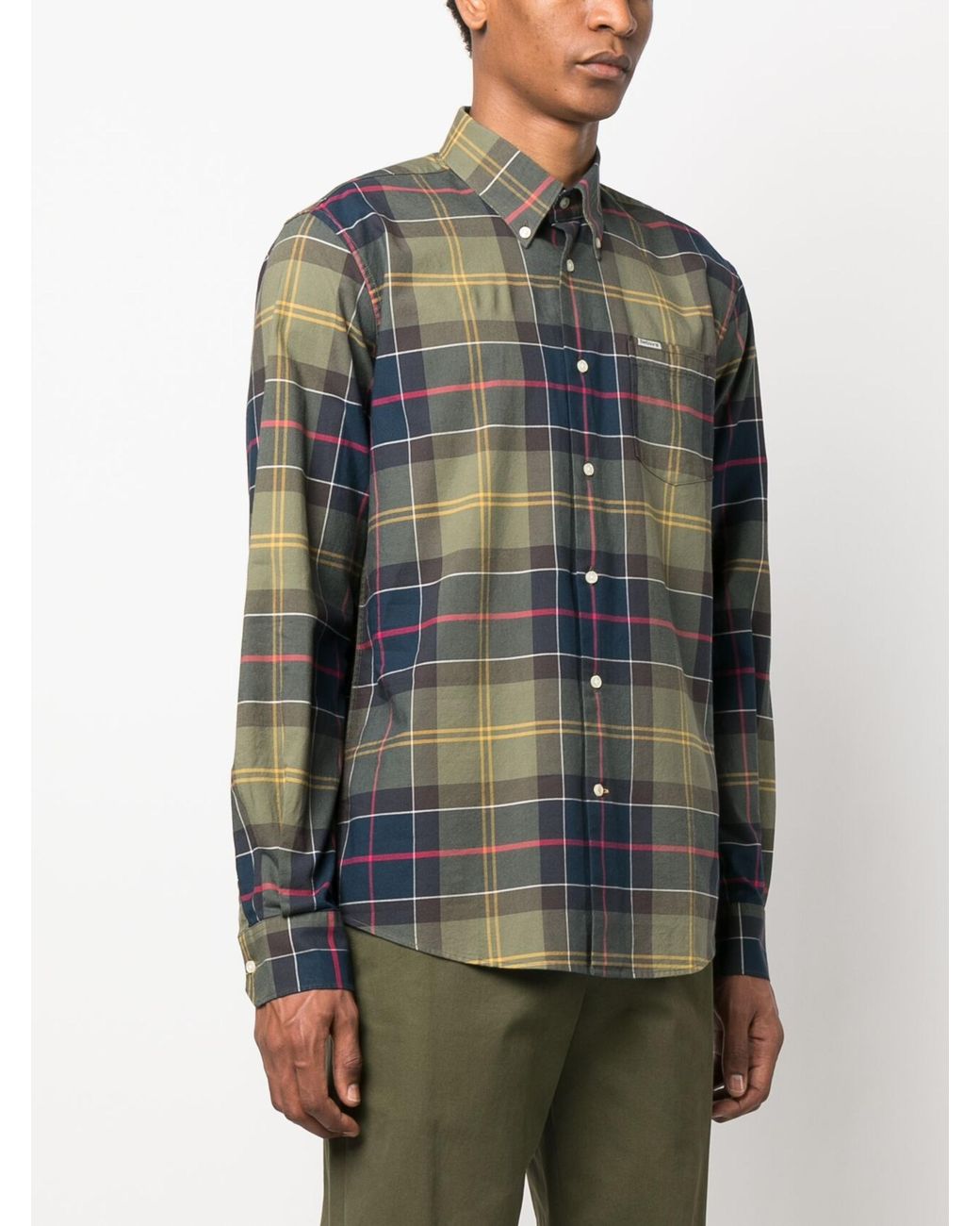 Barbour Tartan Check-pattern Cotton Shirt in Gray for Men | Lyst