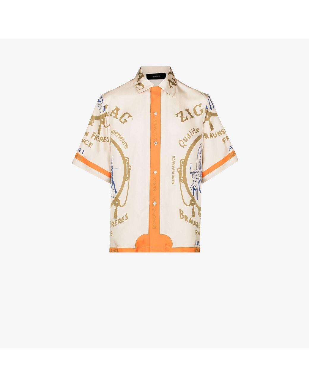 Amiri X Zig-zag Printed Silk Shirt in Natural for Men | Lyst