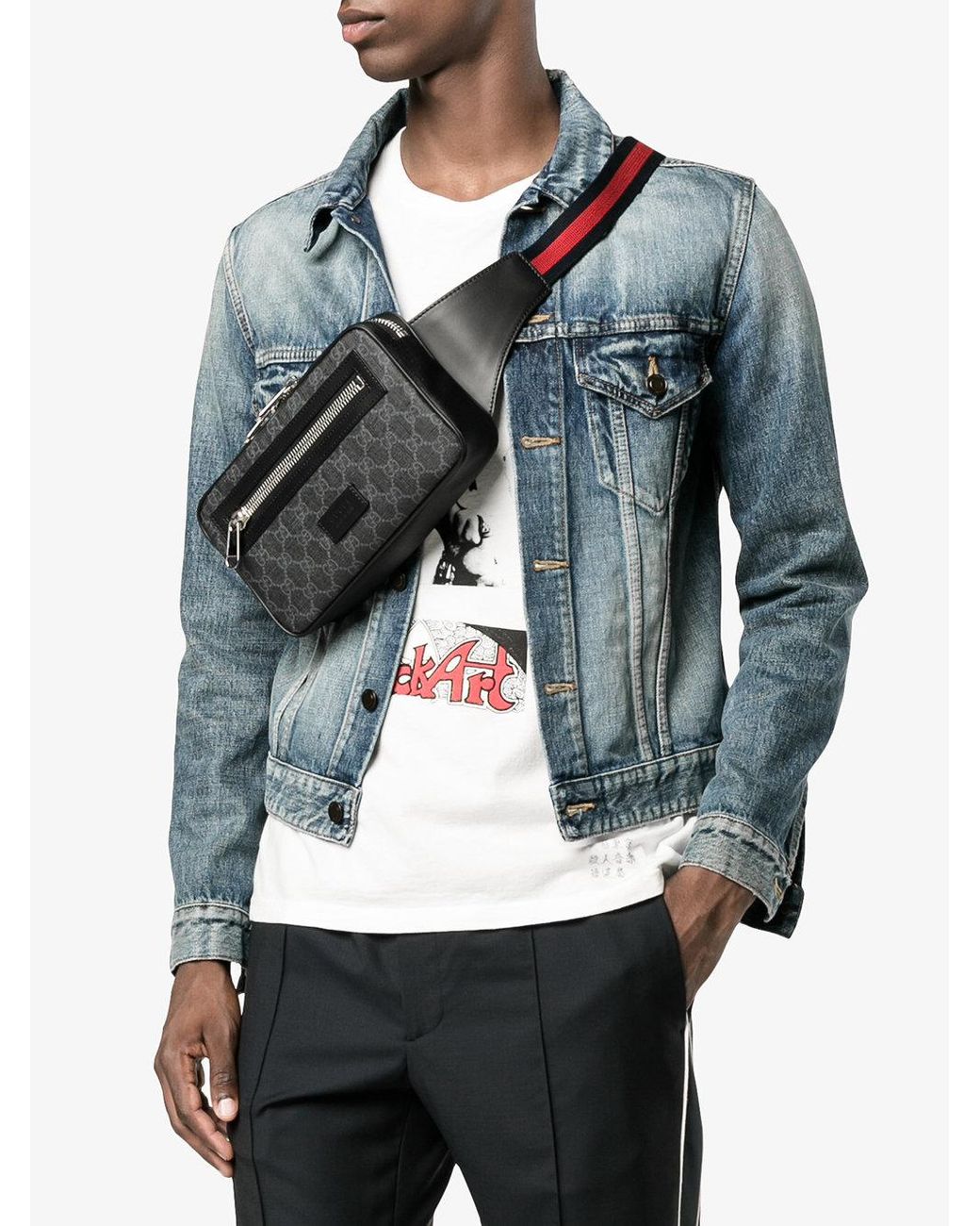 Gucci Gg Supreme Belt Bag in Black for Men | Lyst