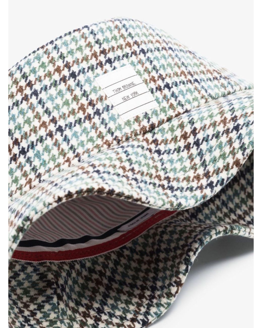 Mens Accessories Hats Thom Browne Multicoloured Houndstooth Wool Bucket Hat in Green for Men 