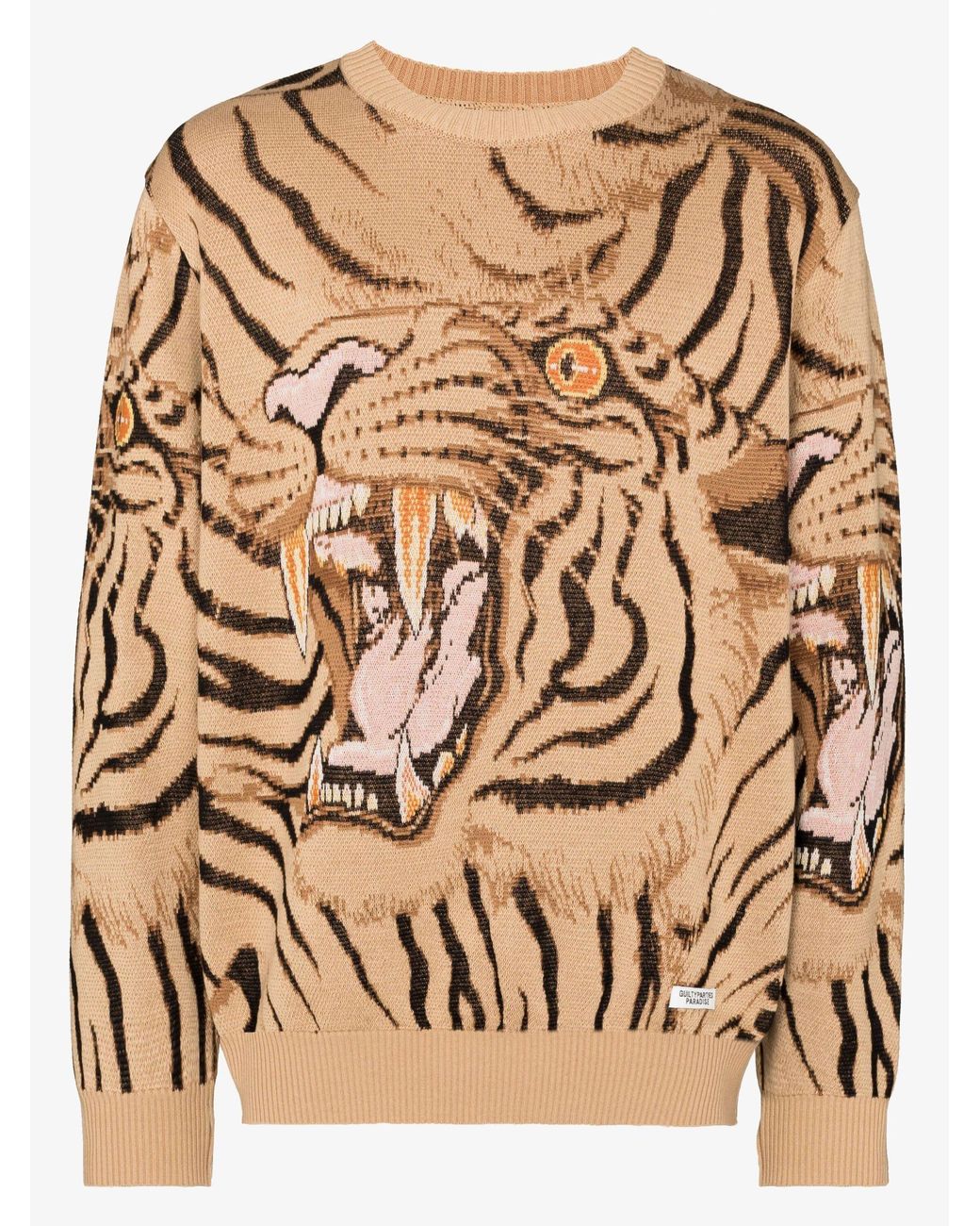 Wacko Maria X Tim Lehi Tiger Intarsia Cotton Sweater - Men's Wacko Maria X Tim Lehi Tiger Intarsia Cotton Sweater - Men's