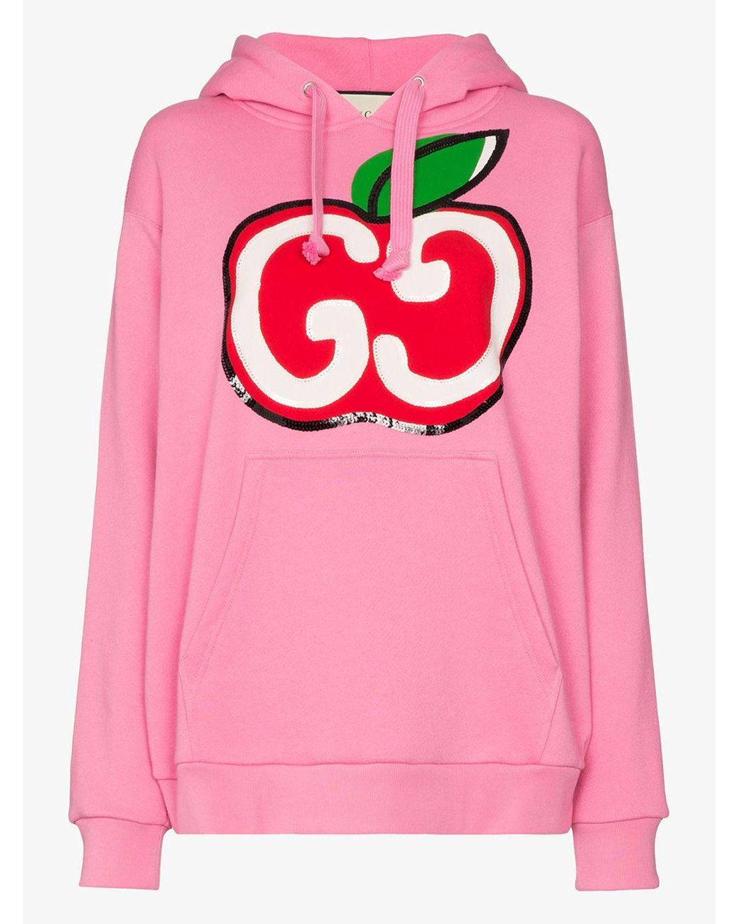 Gucci Hooded Sweatshirt With GG Apple Print in Pink | Lyst Gucci Hooded Sweatshirt With GG Apple Print in Pink | Lyst