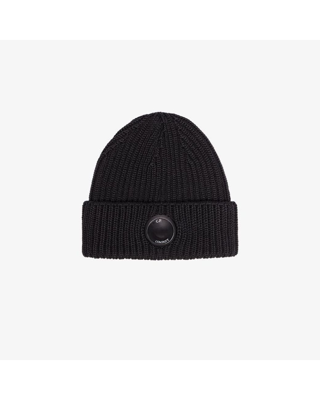 Leather Black Ribbed toggle Lens Beanie 