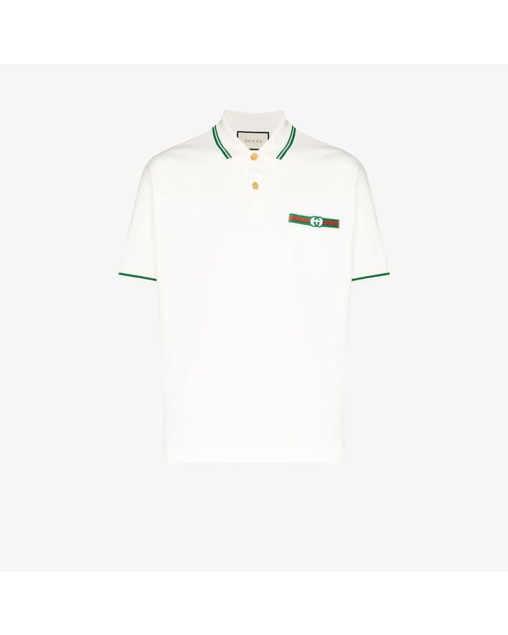 Gucci Cotton Short-sleeve Polo Shirt in White for Men - Lyst
