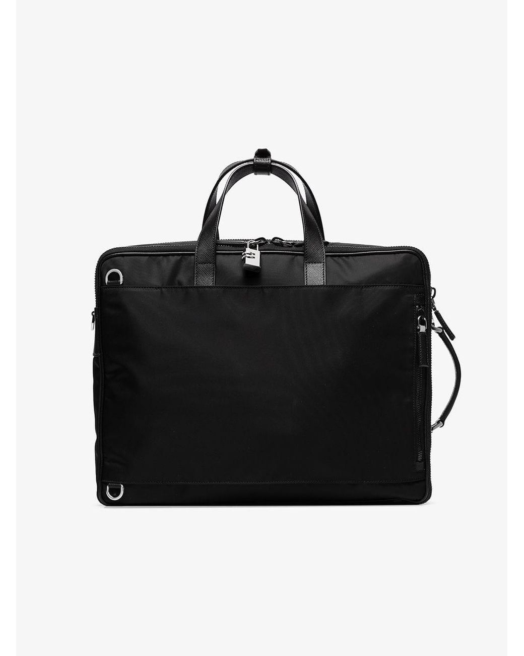 Prada Black Logo Nylon Laptop Bag for Men | Lyst