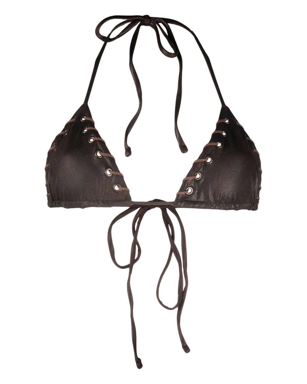 Frankie's Bikinis Black Tia Logo Print Triangle Bikini Top Lyst