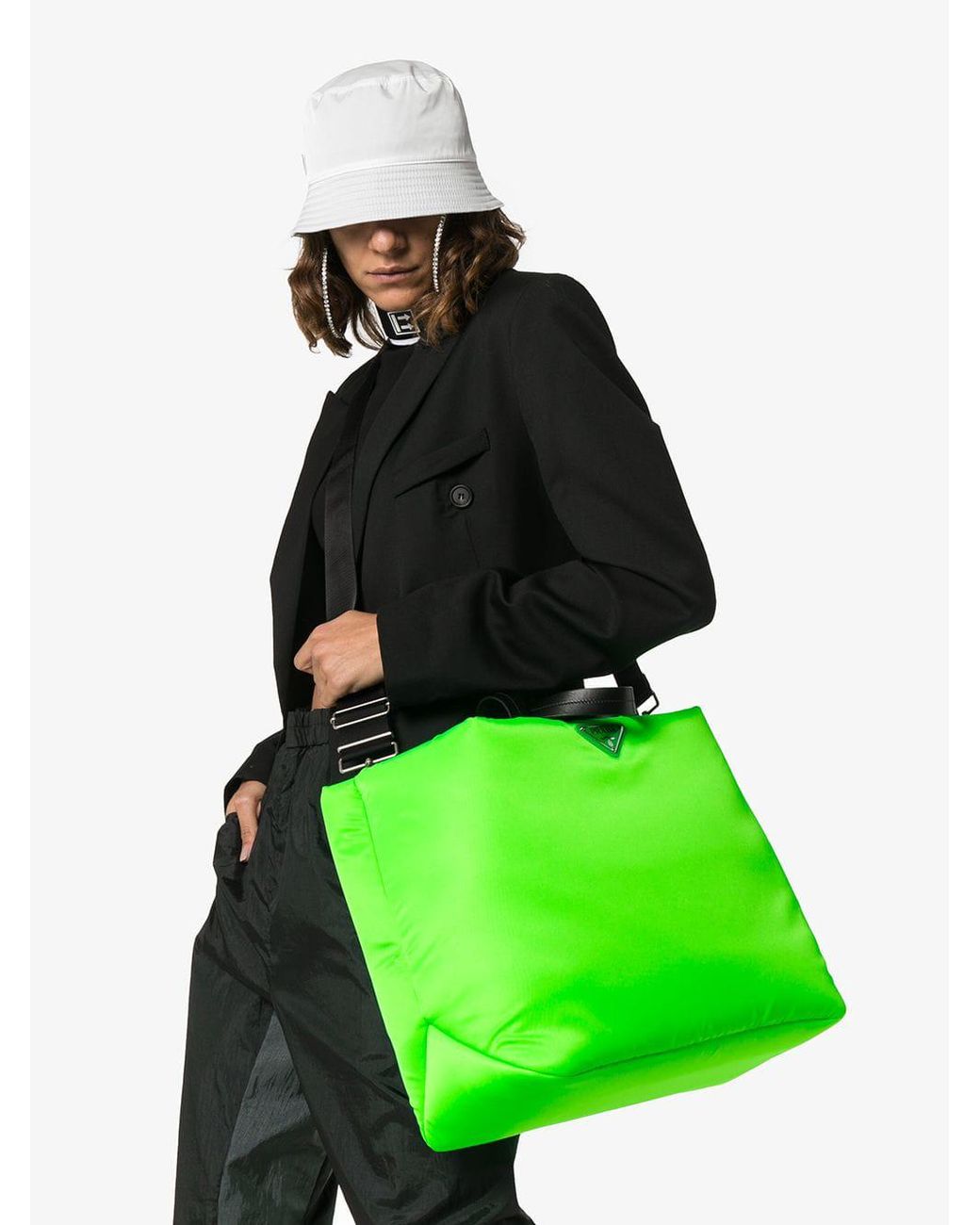 Prada Neon Green Padded Tote Bag Lyst UK